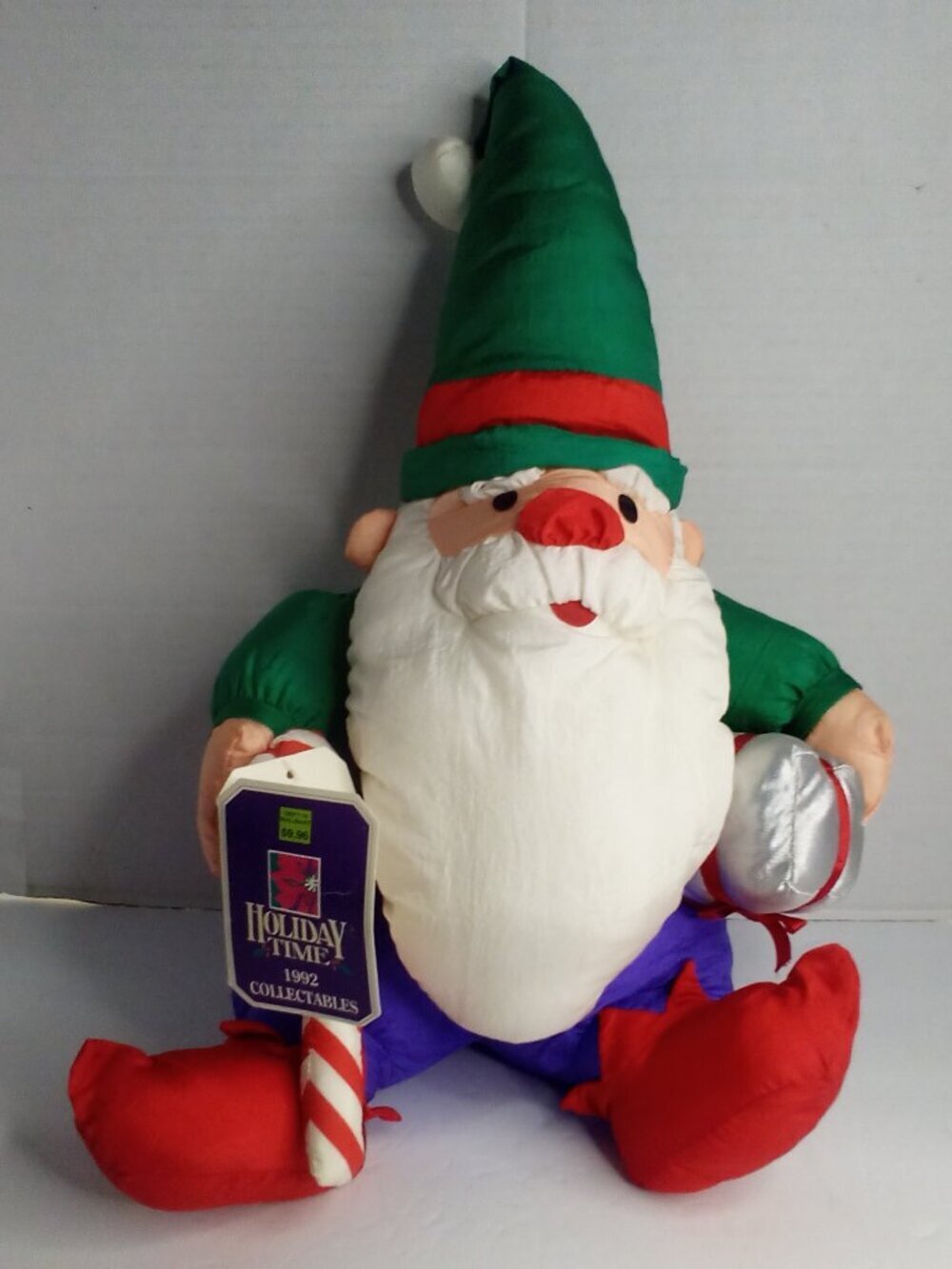 Holiday Time 1992 Parachute Elf Santa Plush Nylon 15" Christmas
